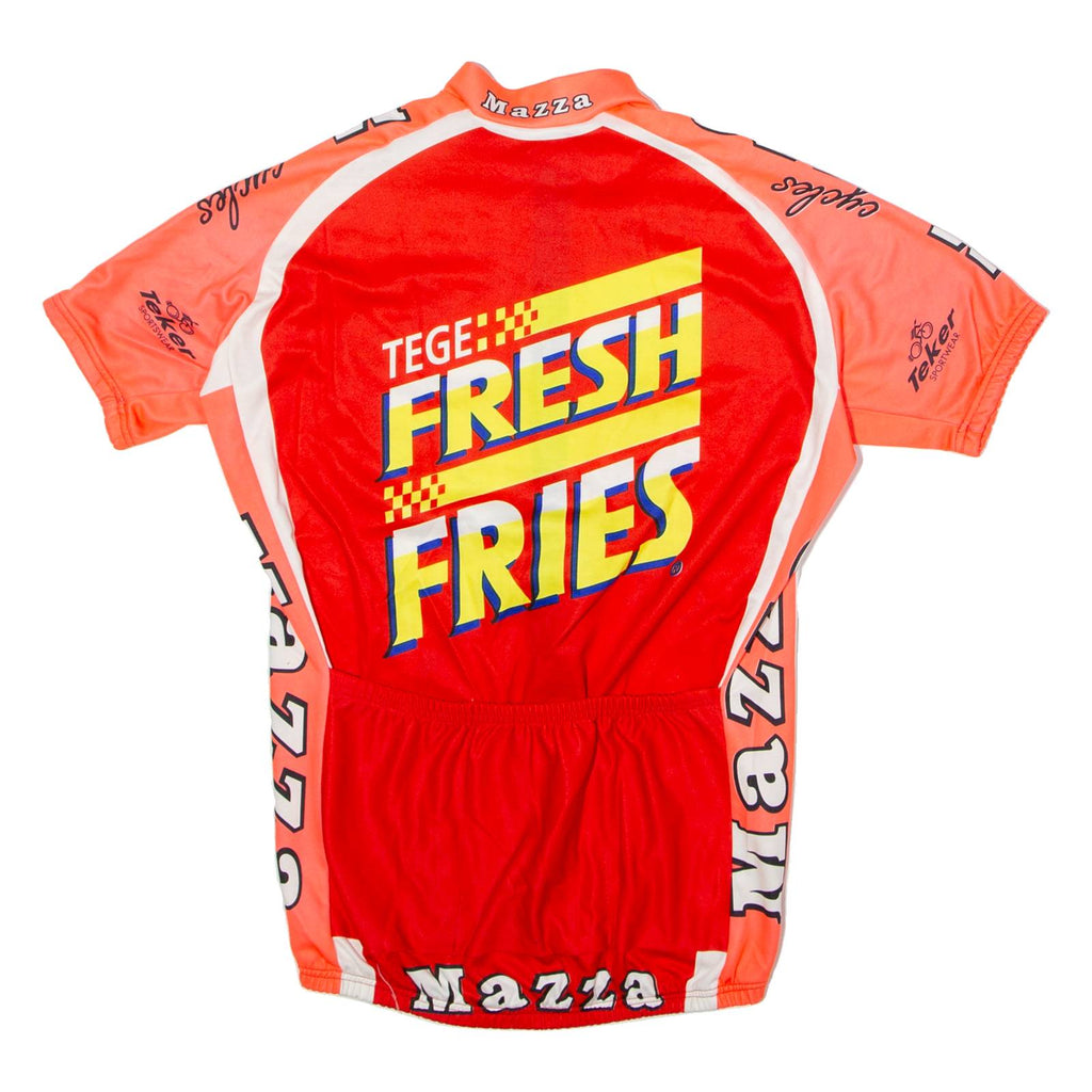 TEKER Mazza Cycles Full Zip Cycling Mens Jersey Red High Neck M