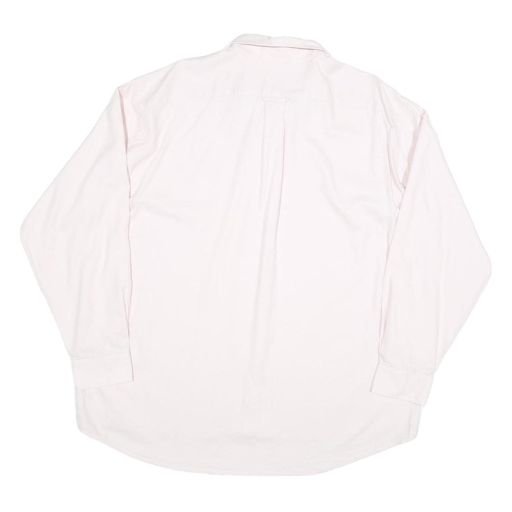 LACOSTE Mens Pink Plain Long Sleeve Shirt XL Classic Cotton Blend Button Down