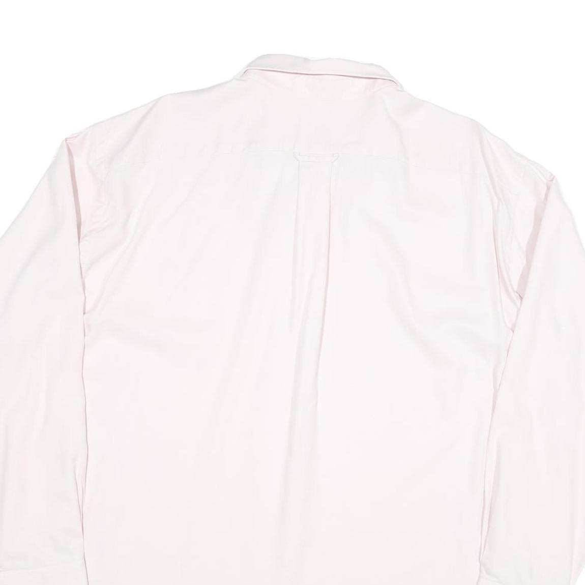 LACOSTE Mens Pink Plain Long Sleeve Shirt XL Classic Cotton Blend Button Down