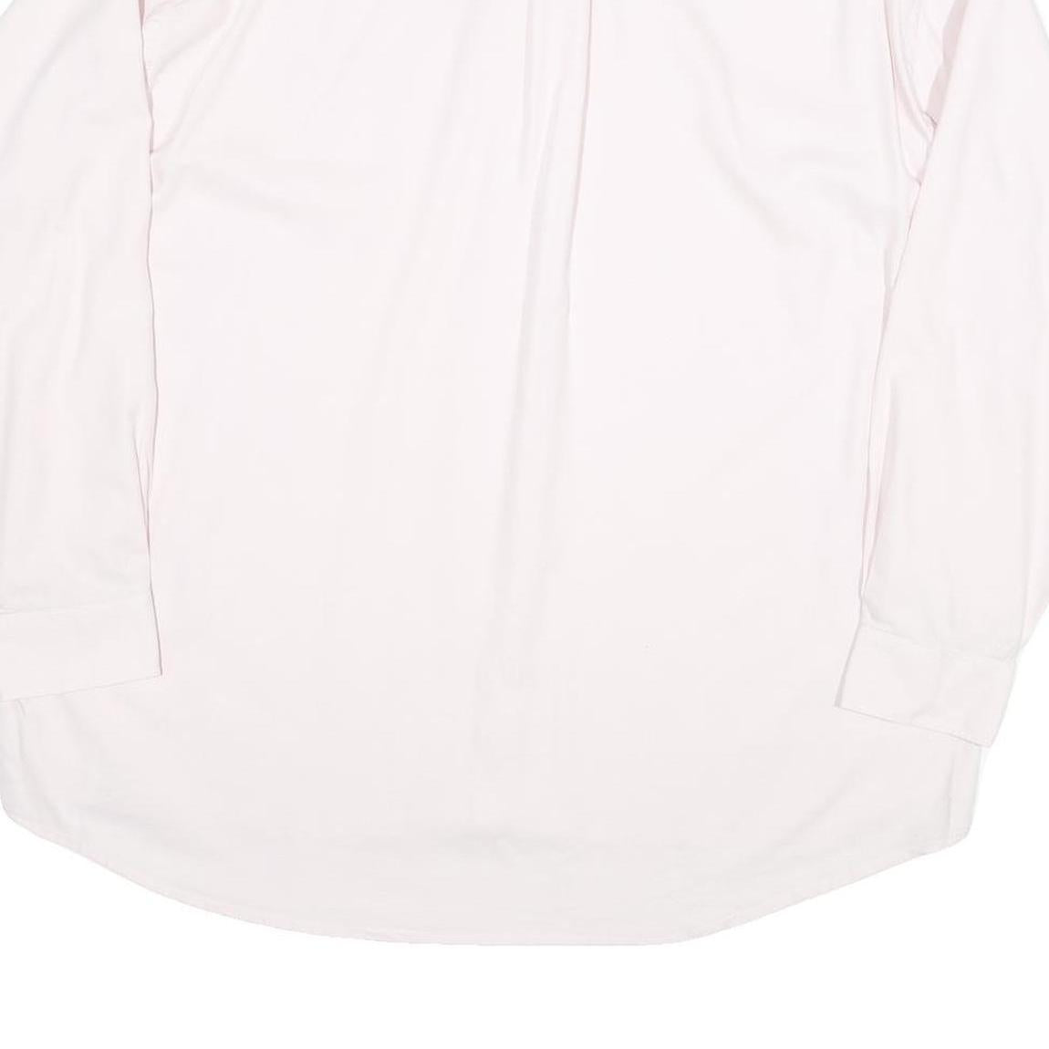 LACOSTE Mens Pink Plain Long Sleeve Shirt XL Classic Cotton Blend Button Down