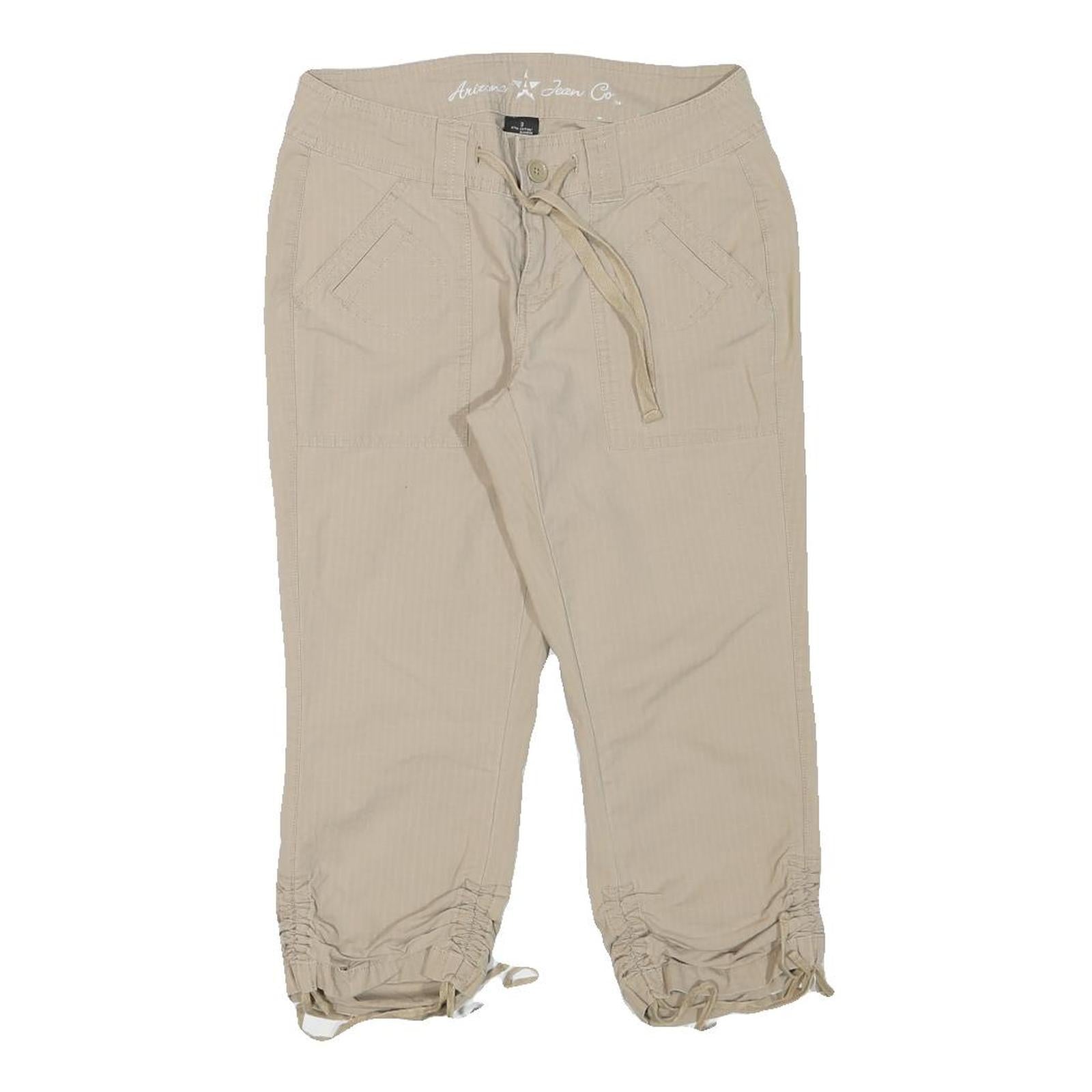 ARIZONA JEAN COMPANY Womens Beige Casual Shorts S W28 Drawstring Pockets Cropped