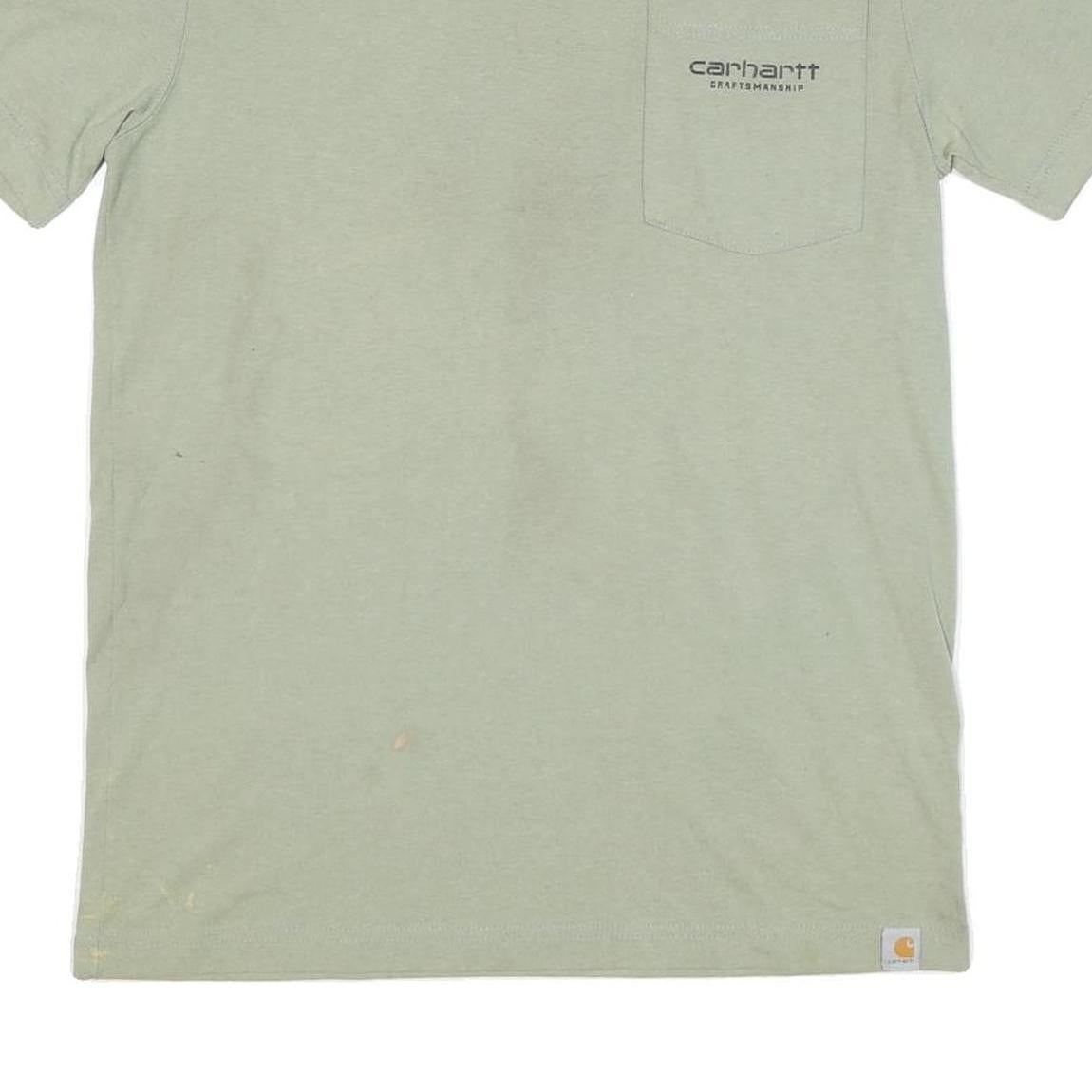 CARHARTT Mens Green Pocket T-Shirt S Short Sleeve Crew Neck Logo Graphic