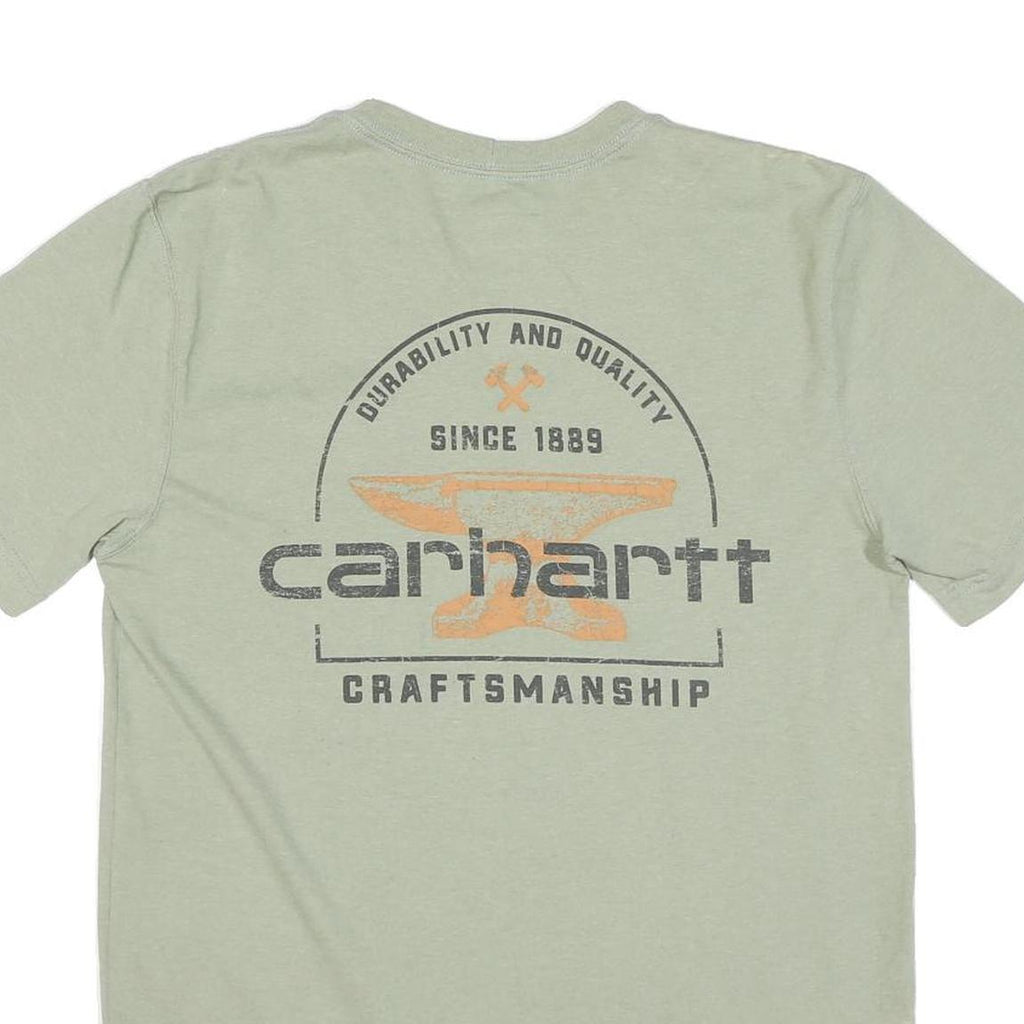 CARHARTT Mens Green Pocket T-Shirt S Short Sleeve Crew Neck Logo Graphic