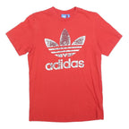 ADIDAS Mens Red Crew Neck Short Sleeve Graphic T-Shirt S Cotton Blend