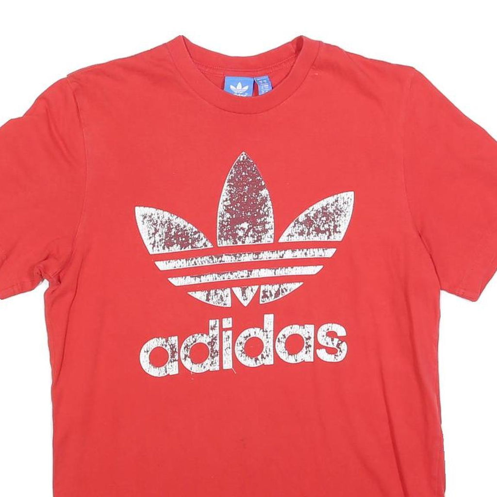 ADIDAS Mens Red Crew Neck Short Sleeve Graphic T-Shirt S Cotton Blend