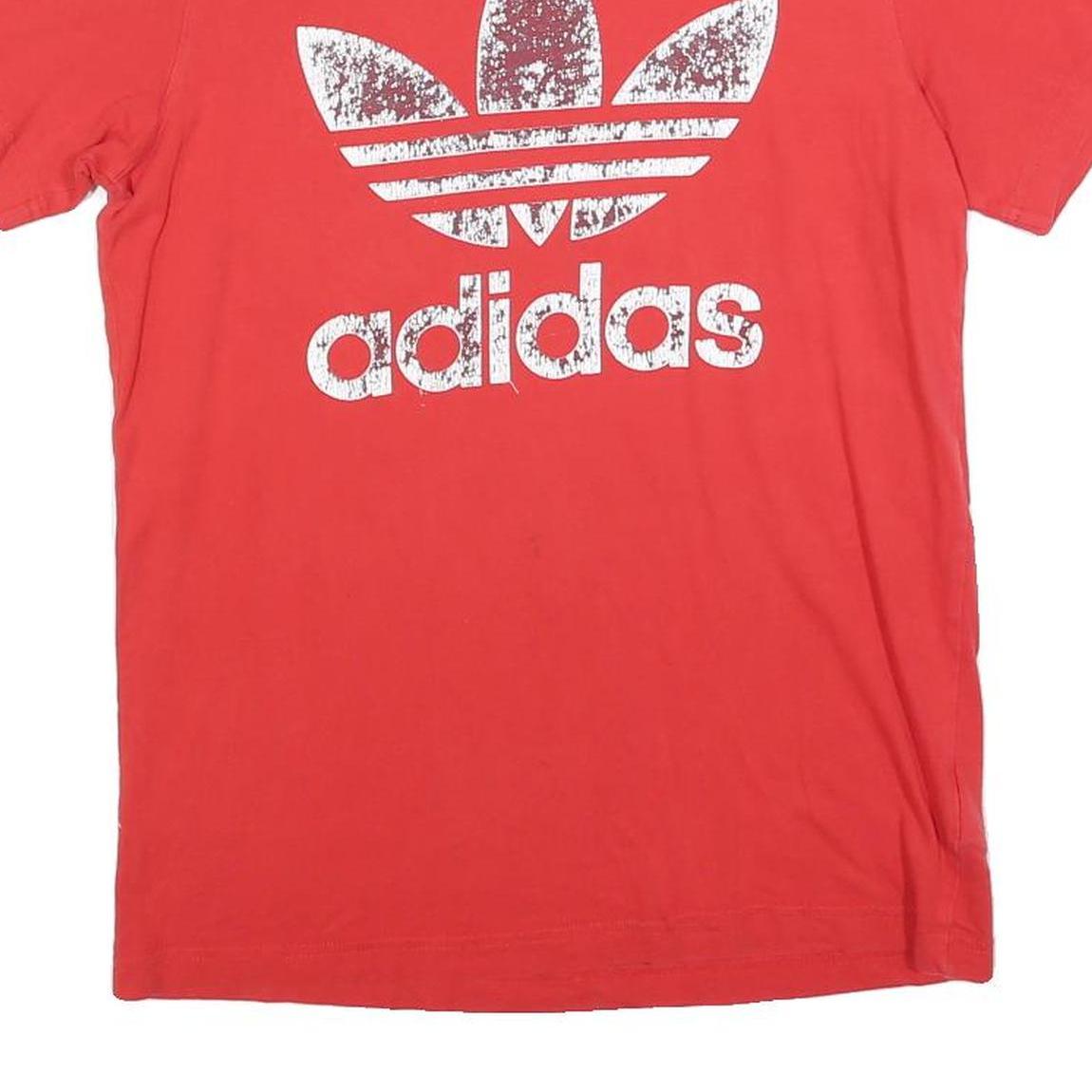 ADIDAS Mens Red Crew Neck Short Sleeve Graphic T-Shirt S Cotton Blend