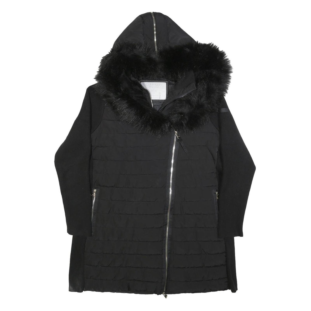 CALVIN KLEIN Womens Black Quilted Jacket XL Polyester Blend Asymmetric Zip Faux