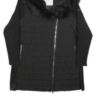 CALVIN KLEIN Womens Black Quilted Jacket XL Polyester Blend Asymmetric Zip Faux