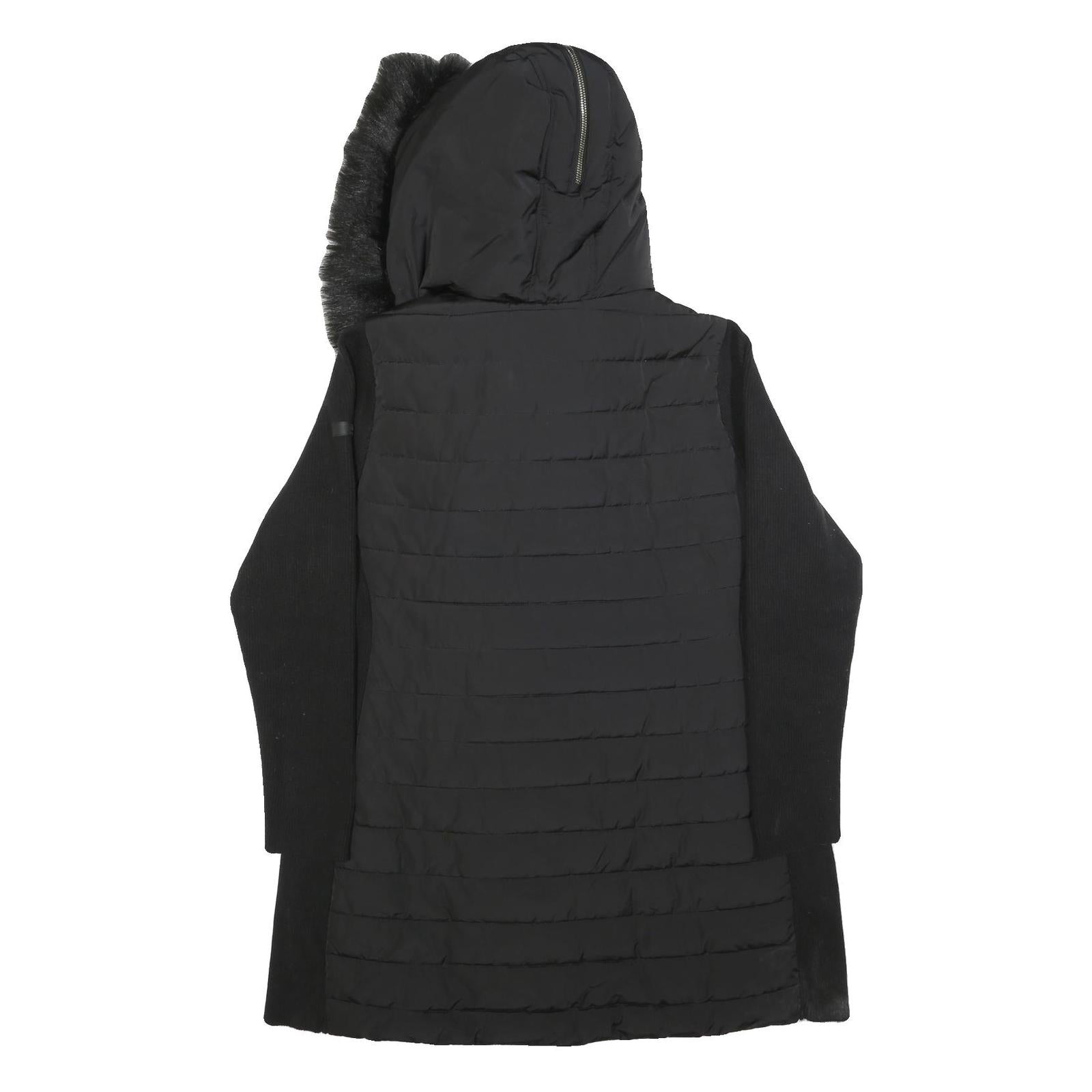 CALVIN KLEIN Womens Black Quilted Jacket XL Polyester Blend Asymmetric Zip Faux