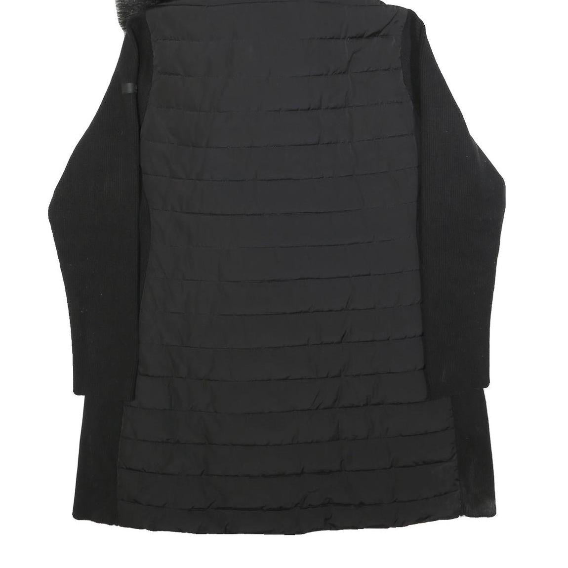 CALVIN KLEIN Womens Black Quilted Jacket XL Polyester Blend Asymmetric Zip Faux