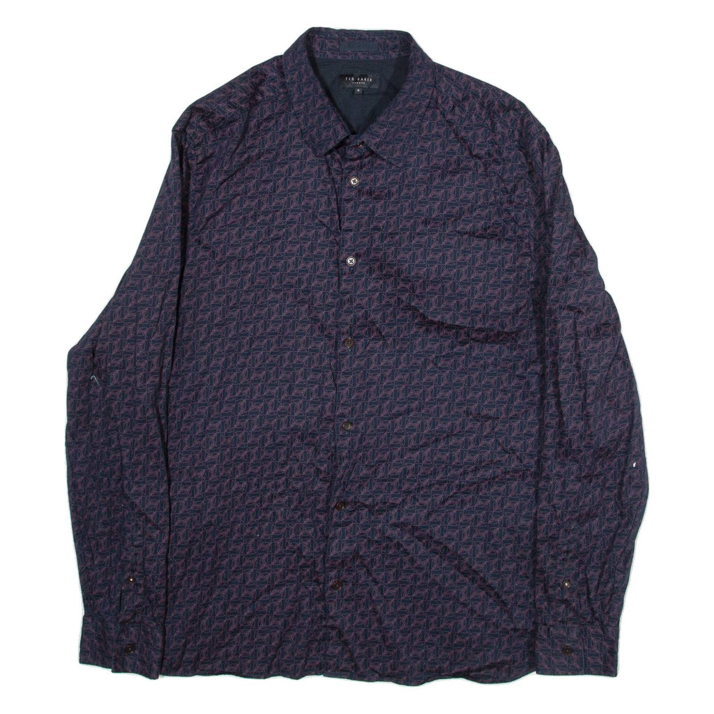 TED BAKER Mens Shirt Blue Crazy Pattern Long Sleeve M