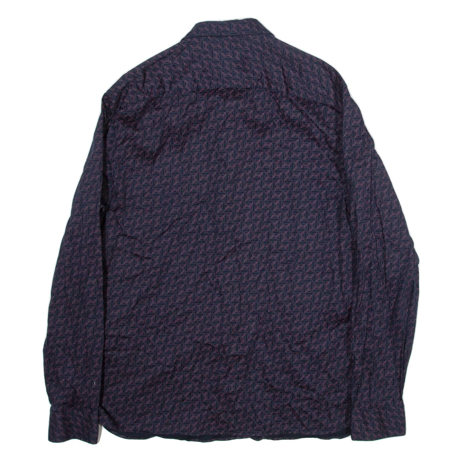 TED BAKER Mens Shirt Blue Crazy Pattern Long Sleeve M