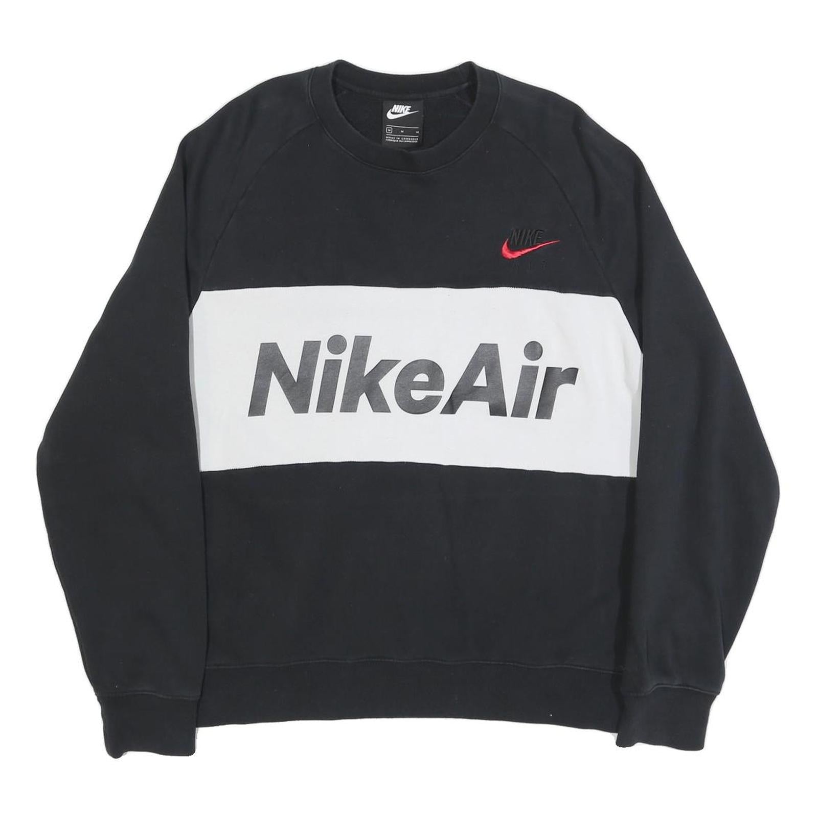 NIKE Mens Black & White Nike Air Crew Neck M Sweatshirt Cotton Blend Casual