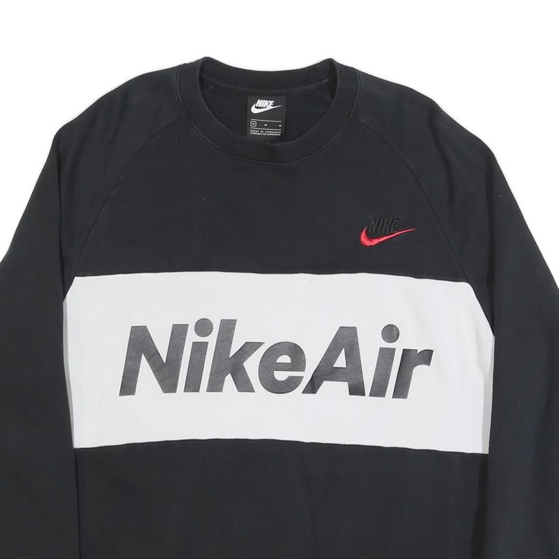 NIKE Mens Black & White Nike Air Crew Neck M Sweatshirt Cotton Blend Casual