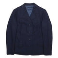 HUNTSMAN Womens Navy Blue Tailored Jacket S Woven Button Closure Classic
