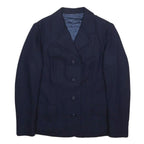 HUNTSMAN Womens Navy Blue Tailored Jacket S Woven Button Closure Classic