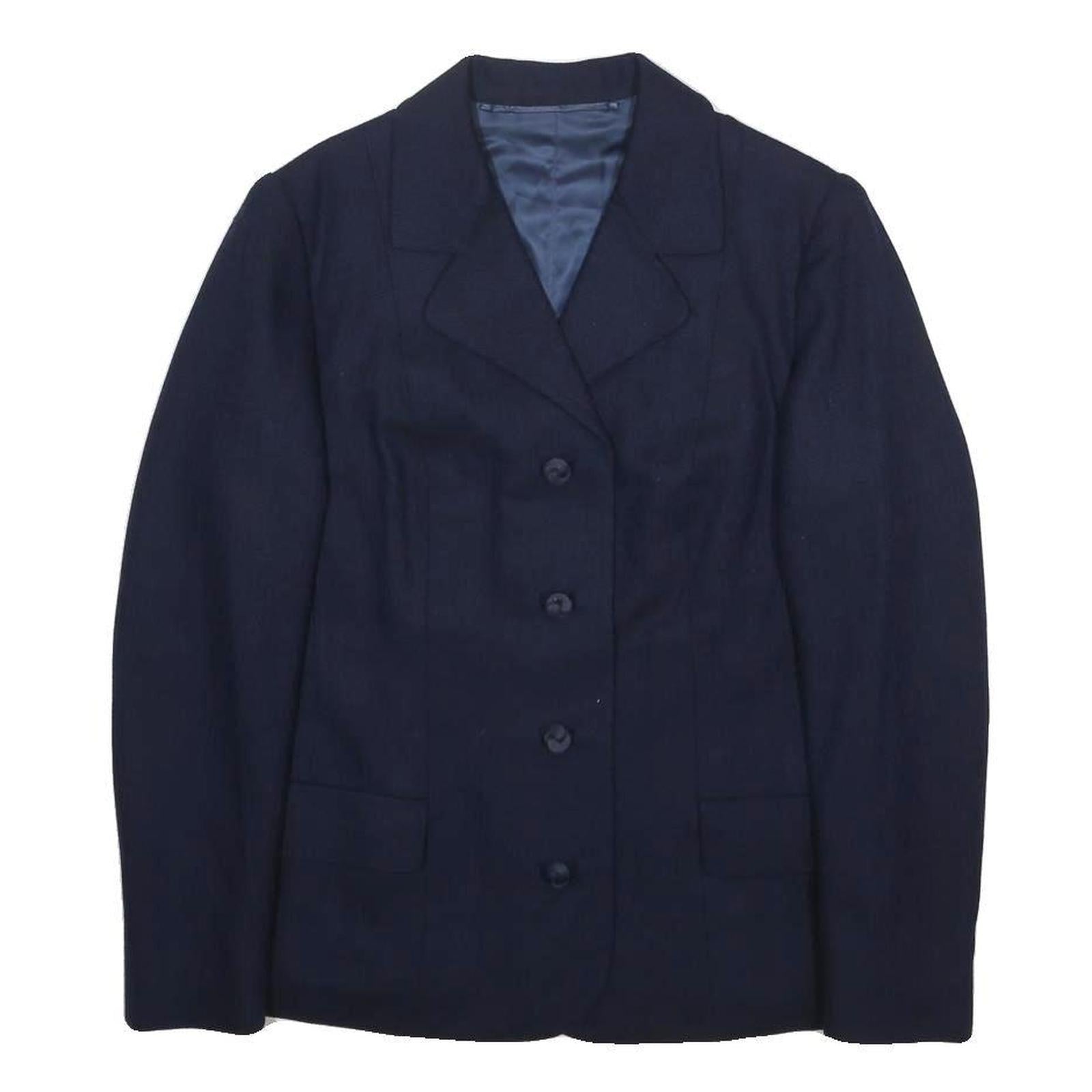 HUNTSMAN Womens Navy Blue Tailored Jacket S Woven Button Closure Classic