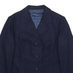 HUNTSMAN Womens Navy Blue Tailored Jacket S Woven Button Closure Classic
