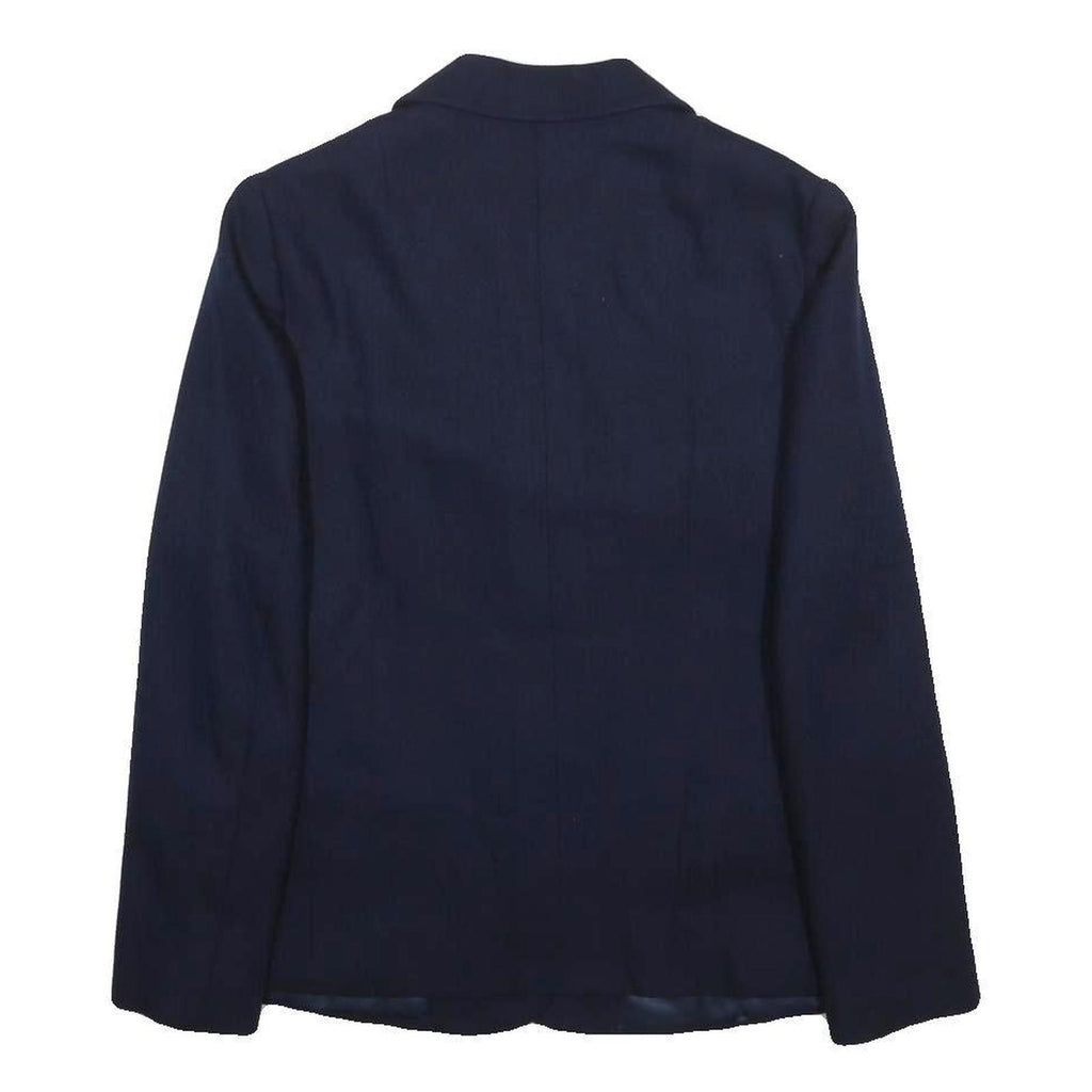 HUNTSMAN Womens Navy Blue Tailored Jacket S Woven Button Closure Classic