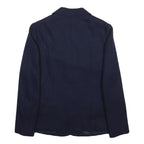 HUNTSMAN Womens Navy Blue Tailored Jacket S Woven Button Closure Classic