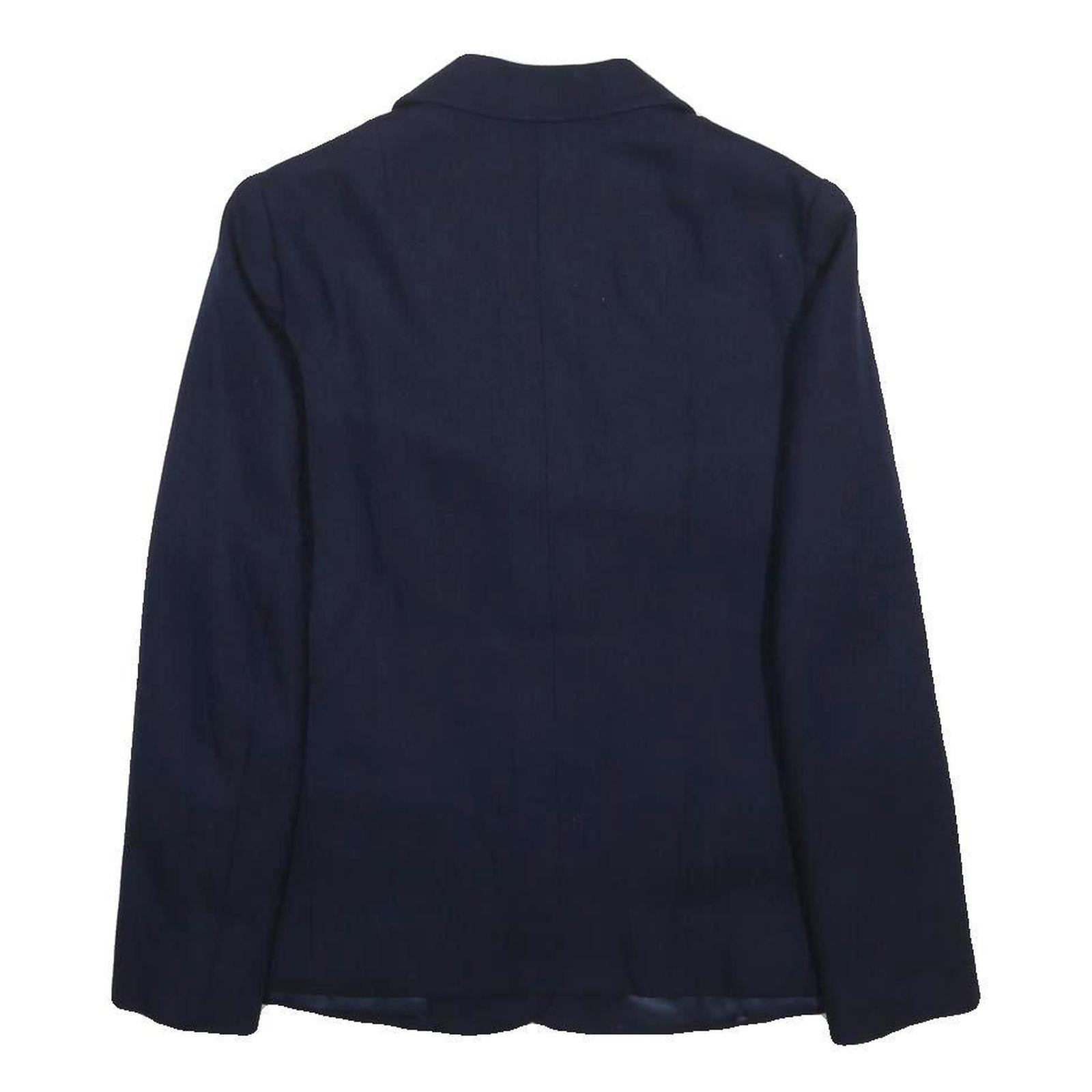 HUNTSMAN Womens Navy Blue Tailored Jacket S Woven Button Closure Classic