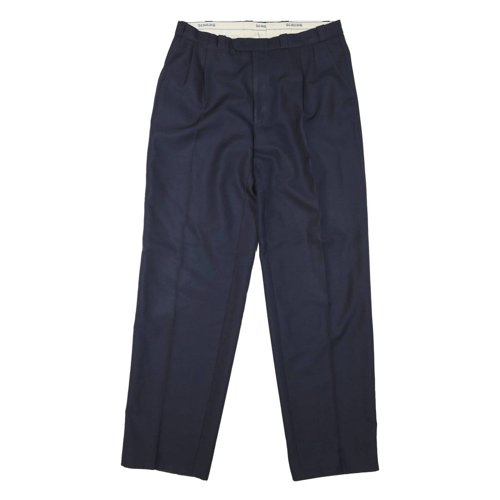 Mens Navy Regular Fit Polyester Shirt Button Closure Trousers W30 L32 Formal