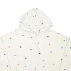 CHAMPION Womens White Multicolour Logo Print Pullover Hoodie L Casual Cotton