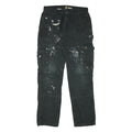 CARHARTT Mens Relaxed Black Cotton Blend Zip Trousers W33 L32 Workwear Cargo