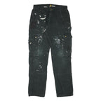 CARHARTT Mens Relaxed Black Cotton Blend Zip Trousers W33 L32 Workwear Cargo