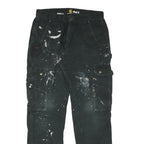 CARHARTT Mens Relaxed Black Cotton Blend Zip Trousers W33 L32 Workwear Cargo