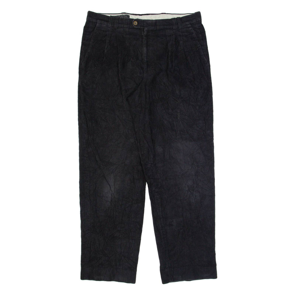 WEST BAY Pleated Chino Mens Corduroy Trousers Blue Straight 90s W35 L30