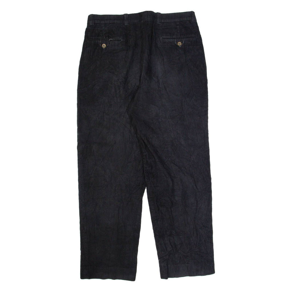 WEST BAY Pleated Chino Mens Corduroy Trousers Blue Straight 90s W35 L30