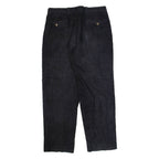 WEST BAY Pleated Chino Mens Corduroy Trousers Blue Straight 90s W35 L30