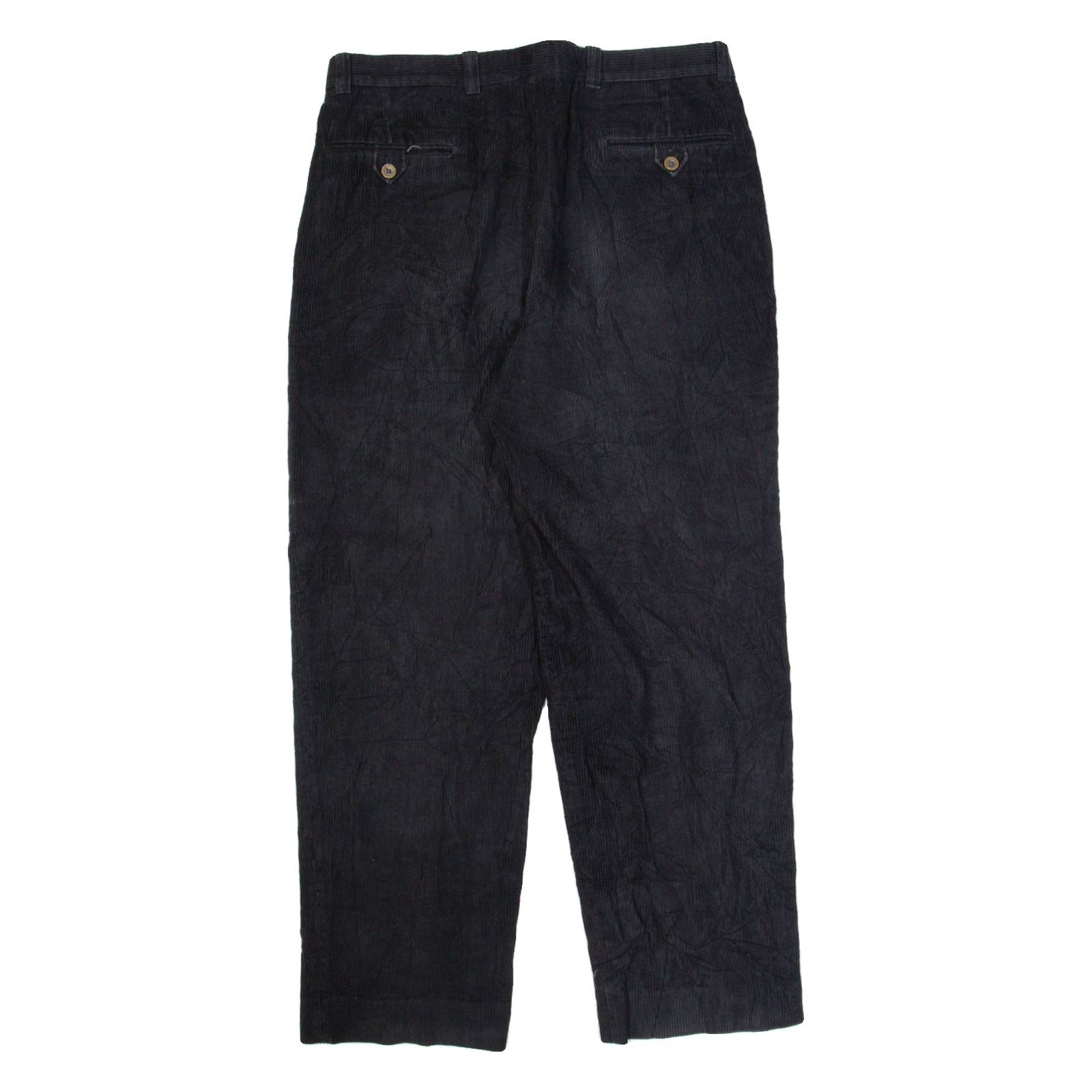 WEST BAY Pleated Chino Mens Corduroy Trousers Blue Straight 90s W35 L30