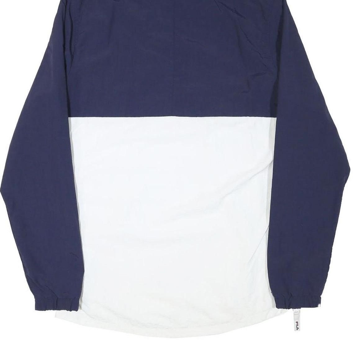 FILA Mens Navy & White Logo Print Hoodie Jacket S Polyester Blend Plain Zip