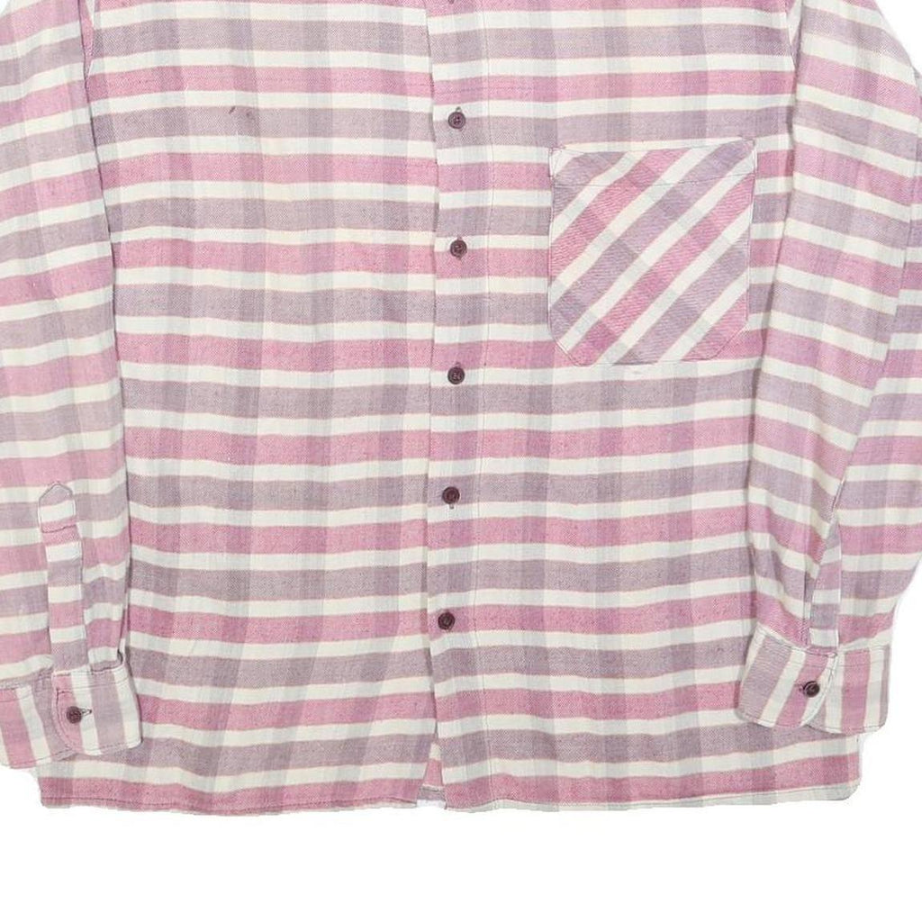 FARMERS Mens Pink White Stripe Shirt M Button Long Sleeve Cotton Blend Casual