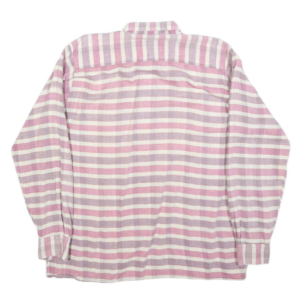 FARMERS Mens Pink White Stripe Shirt M Button Long Sleeve Cotton Blend Casual