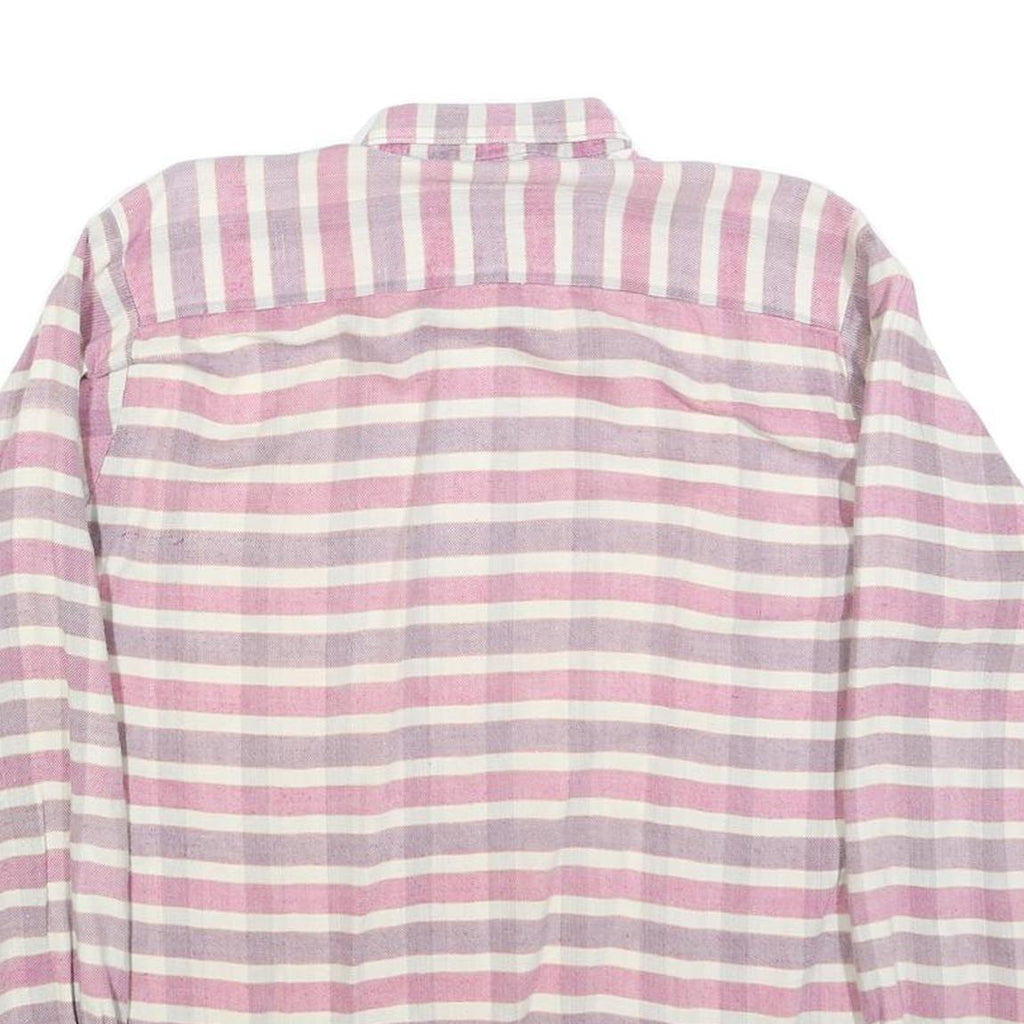FARMERS Mens Pink White Stripe Shirt M Button Long Sleeve Cotton Blend Casual