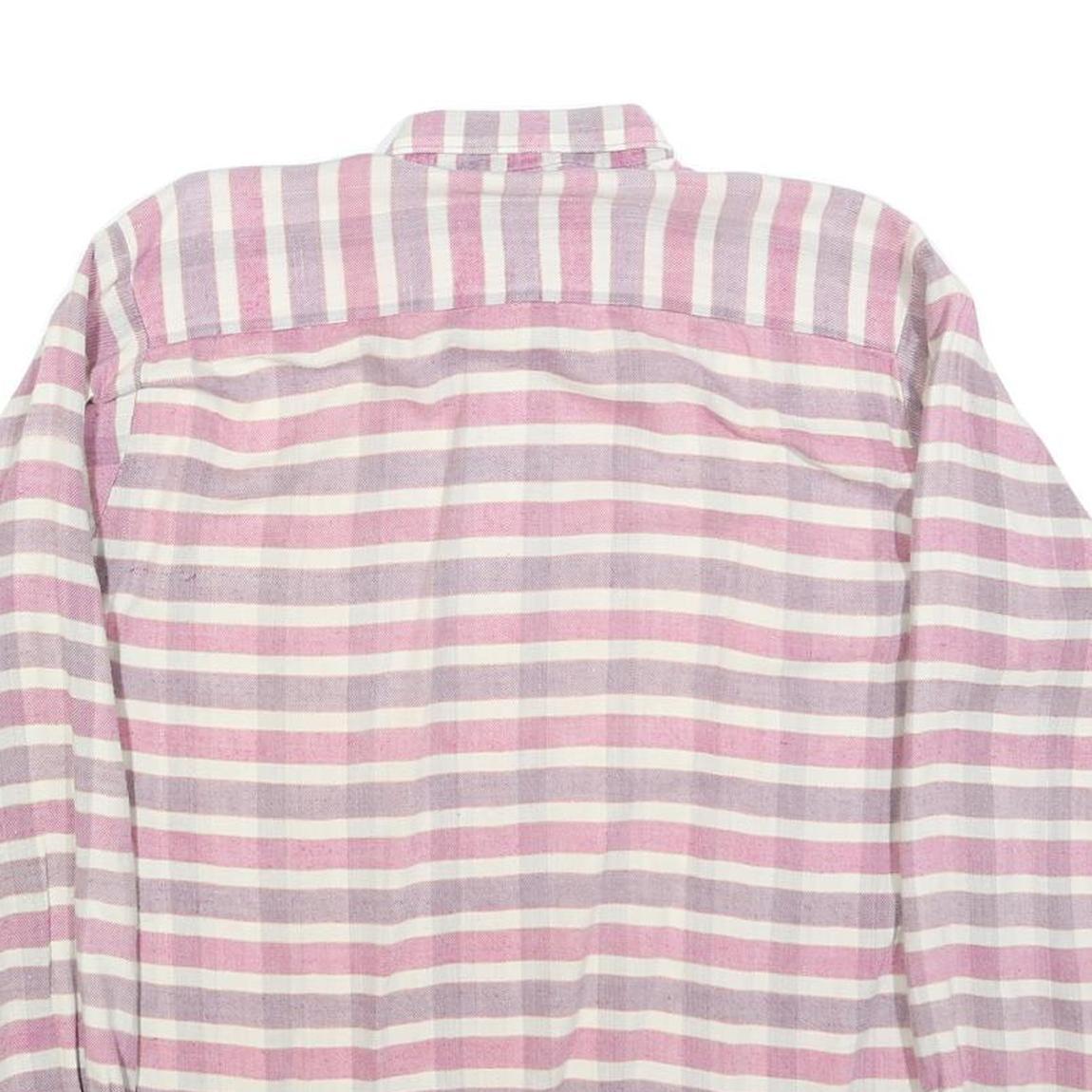 FARMERS Mens Pink White Stripe Shirt M Button Long Sleeve Cotton Blend Casual
