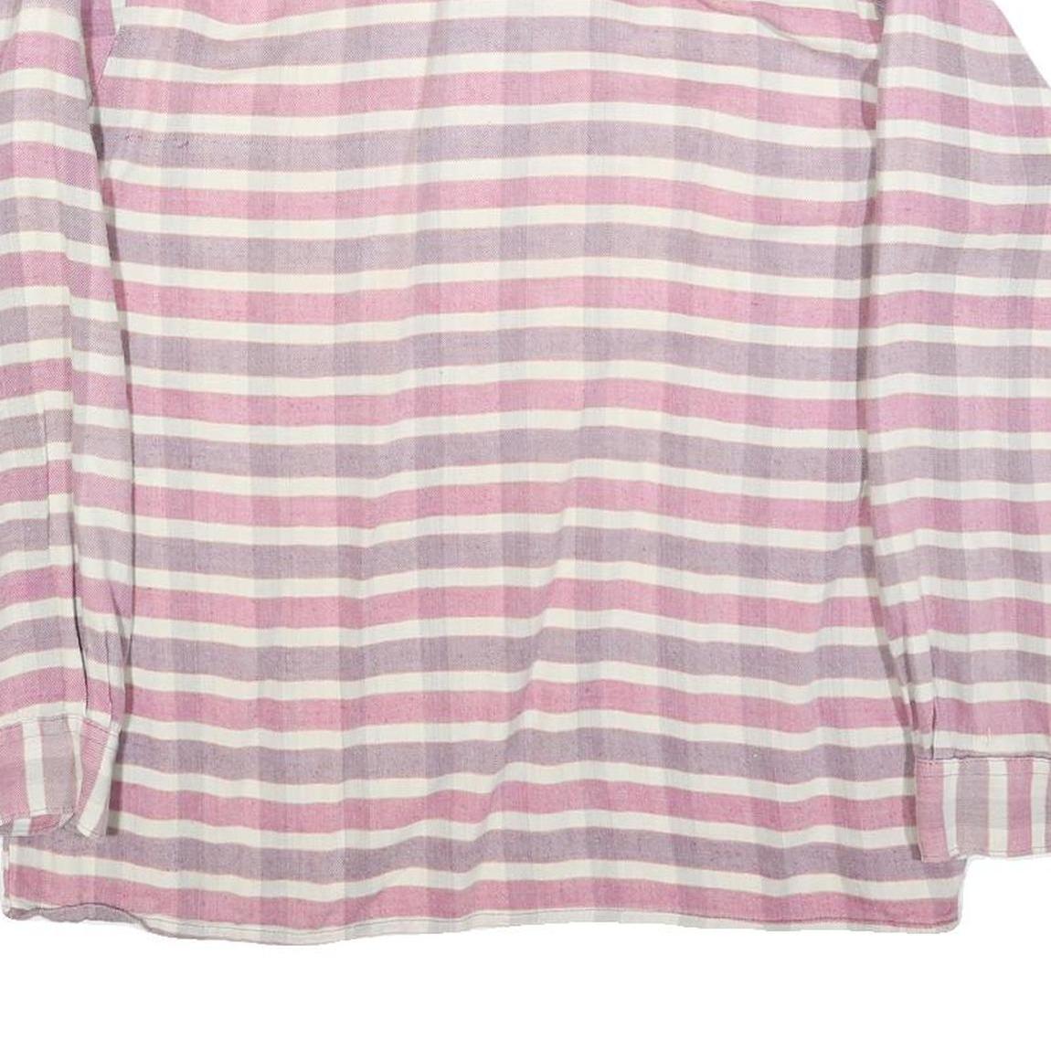 FARMERS Mens Pink White Stripe Shirt M Button Long Sleeve Cotton Blend Casual
