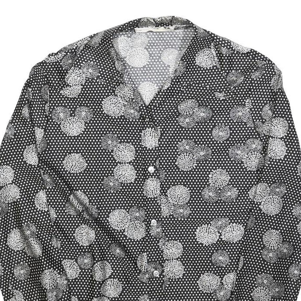 DOMINIQUE ONARD Womens Black & White Printed Shirt Long Sleeve V-Neck S
