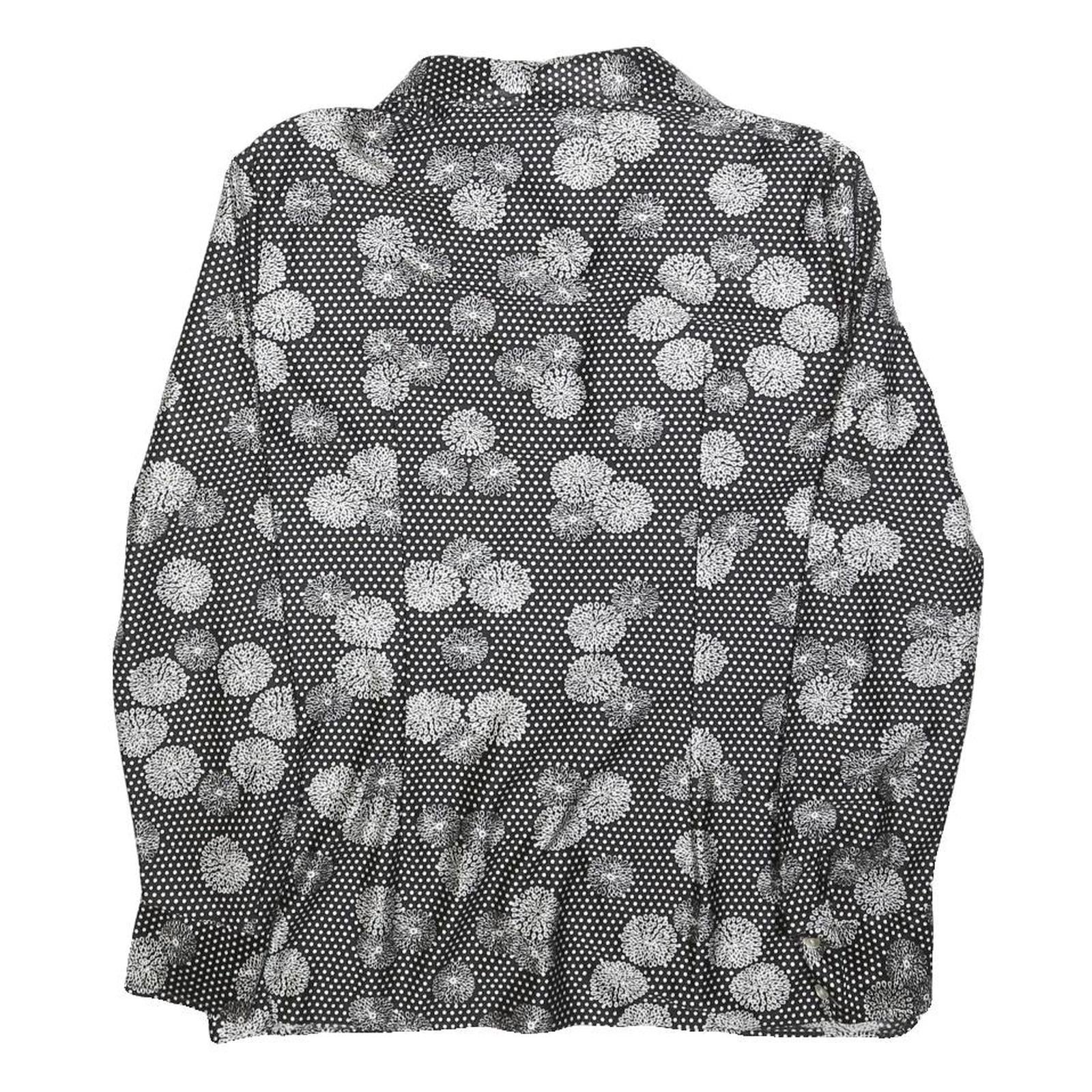 DOMINIQUE ONARD Womens Black & White Printed Shirt Long Sleeve V-Neck S
