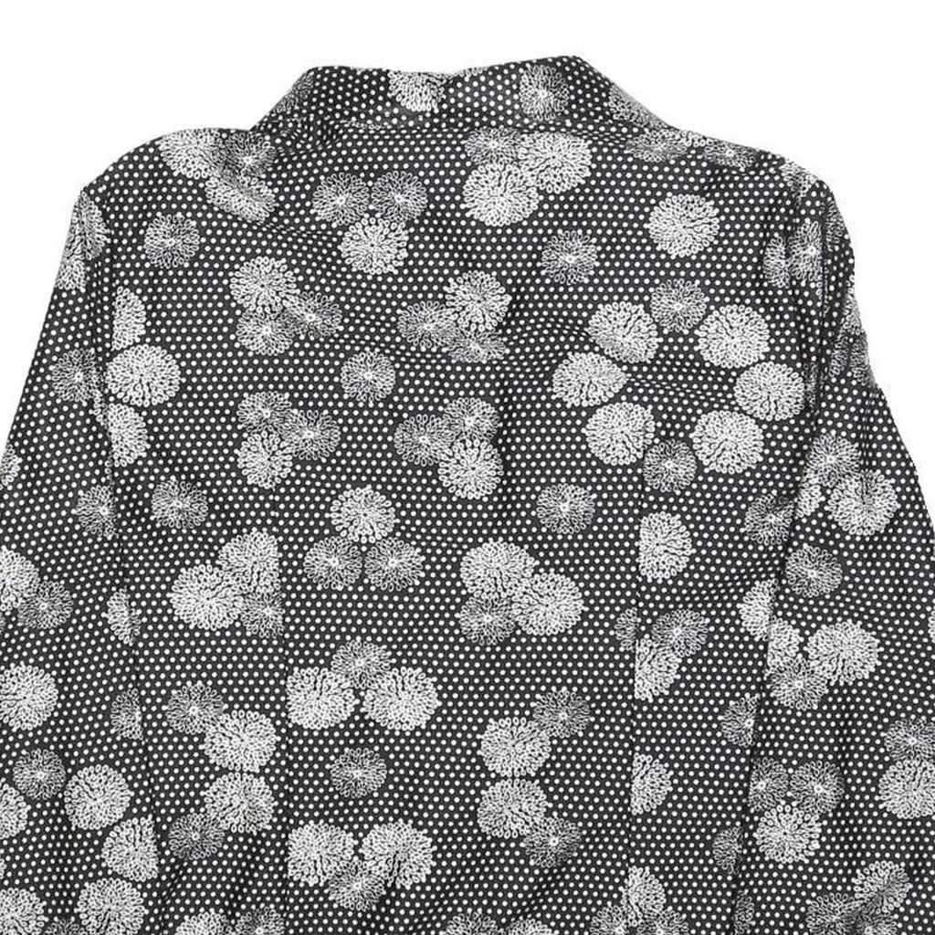 DOMINIQUE ONARD Womens Black & White Printed Shirt Long Sleeve V-Neck S