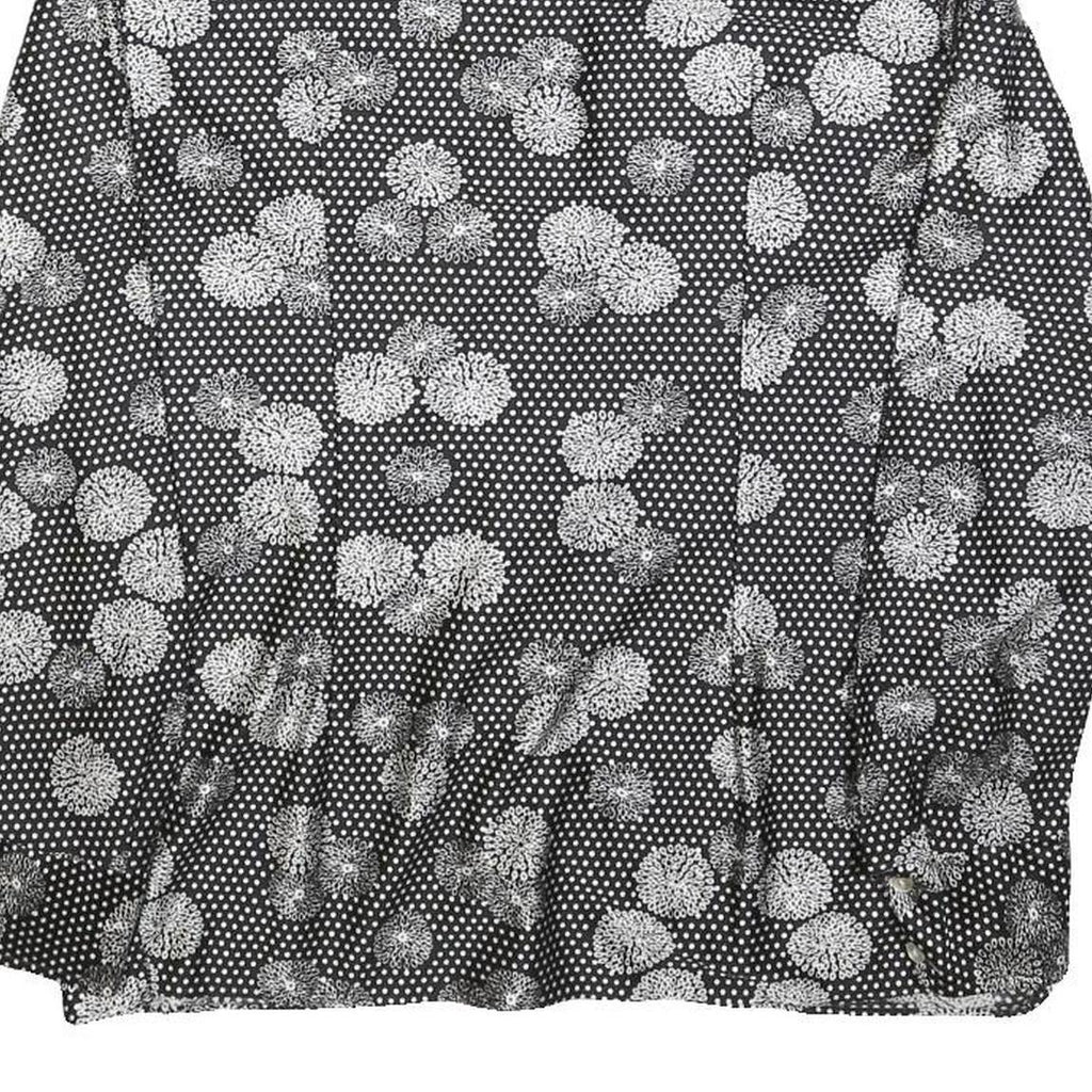 DOMINIQUE ONARD Womens Black & White Printed Shirt Long Sleeve V-Neck S