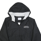CHAMPION Mens Black Hooded Jacket S Polyester Zip Plain Casual Streetwear