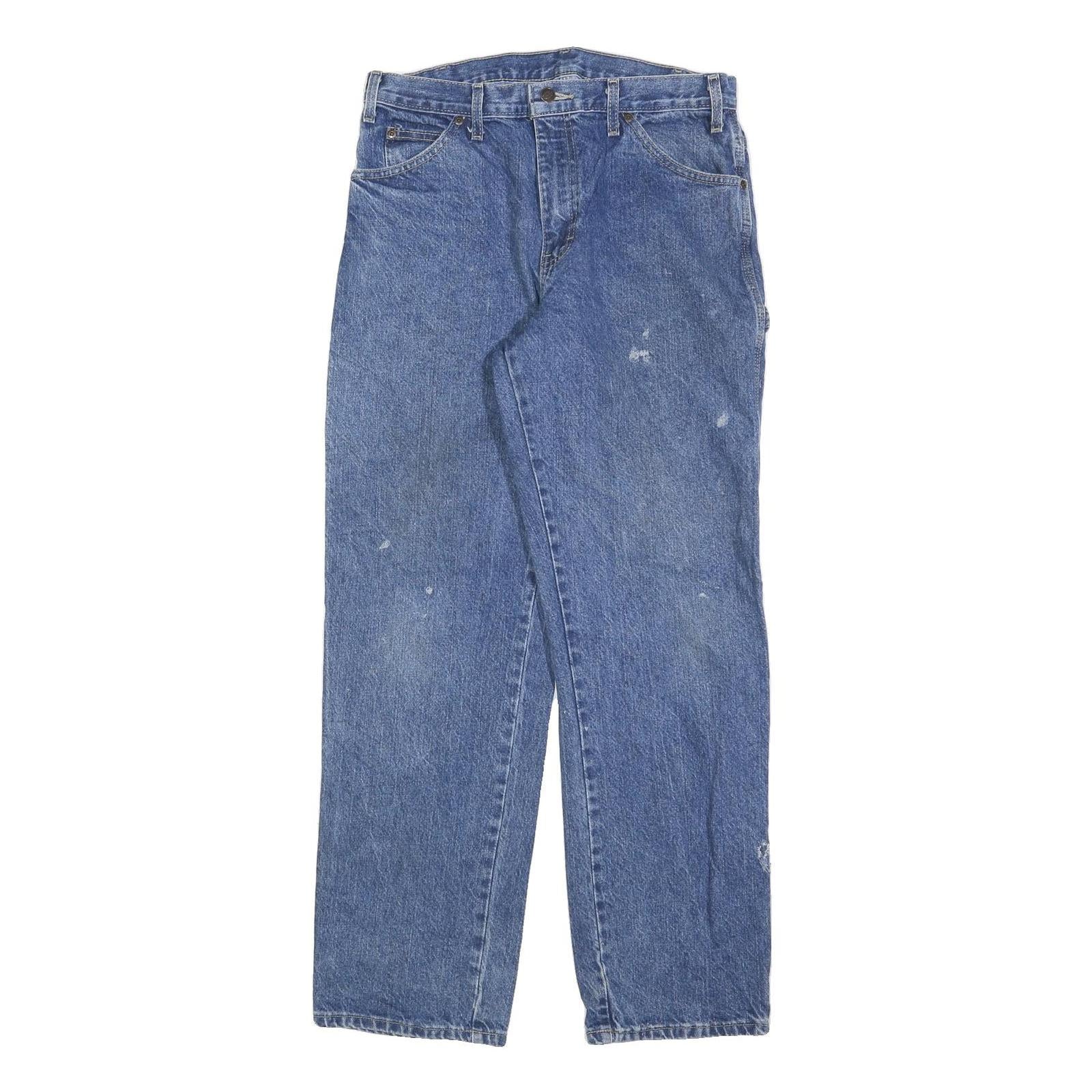 DICKIES Mens Blue Relaxed Straight Denim Medium W34 L32 Workwear Jeans