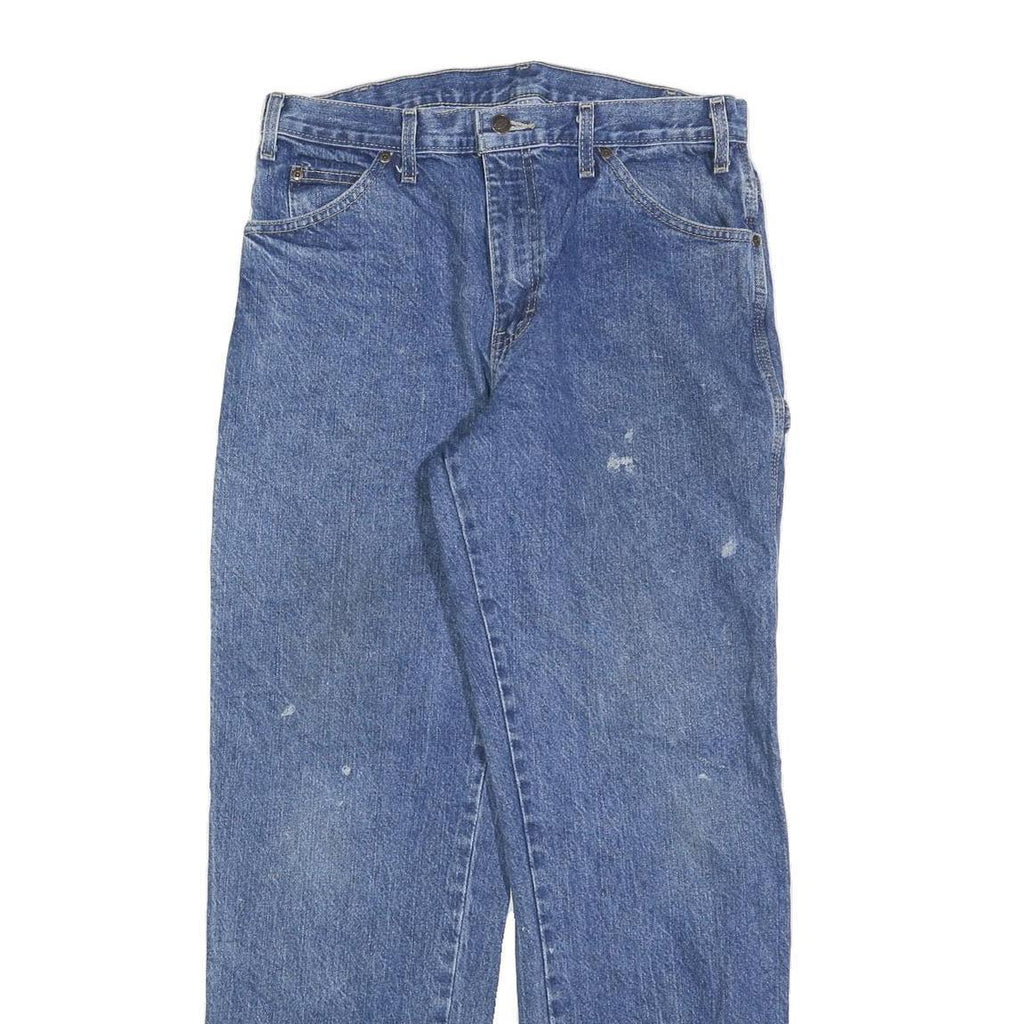 DICKIES Mens Blue Relaxed Straight Denim Medium W34 L32 Workwear Jeans
