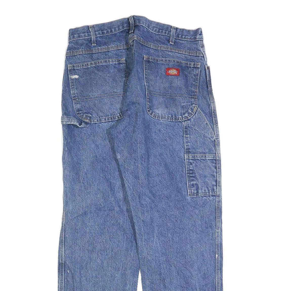 DICKIES Mens Blue Relaxed Straight Denim Medium W34 L32 Workwear Jeans