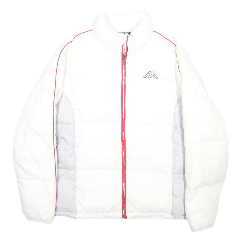 KAPPA Womens White & Red Puffer Jacket XL Polyamide Plain Zip Closure