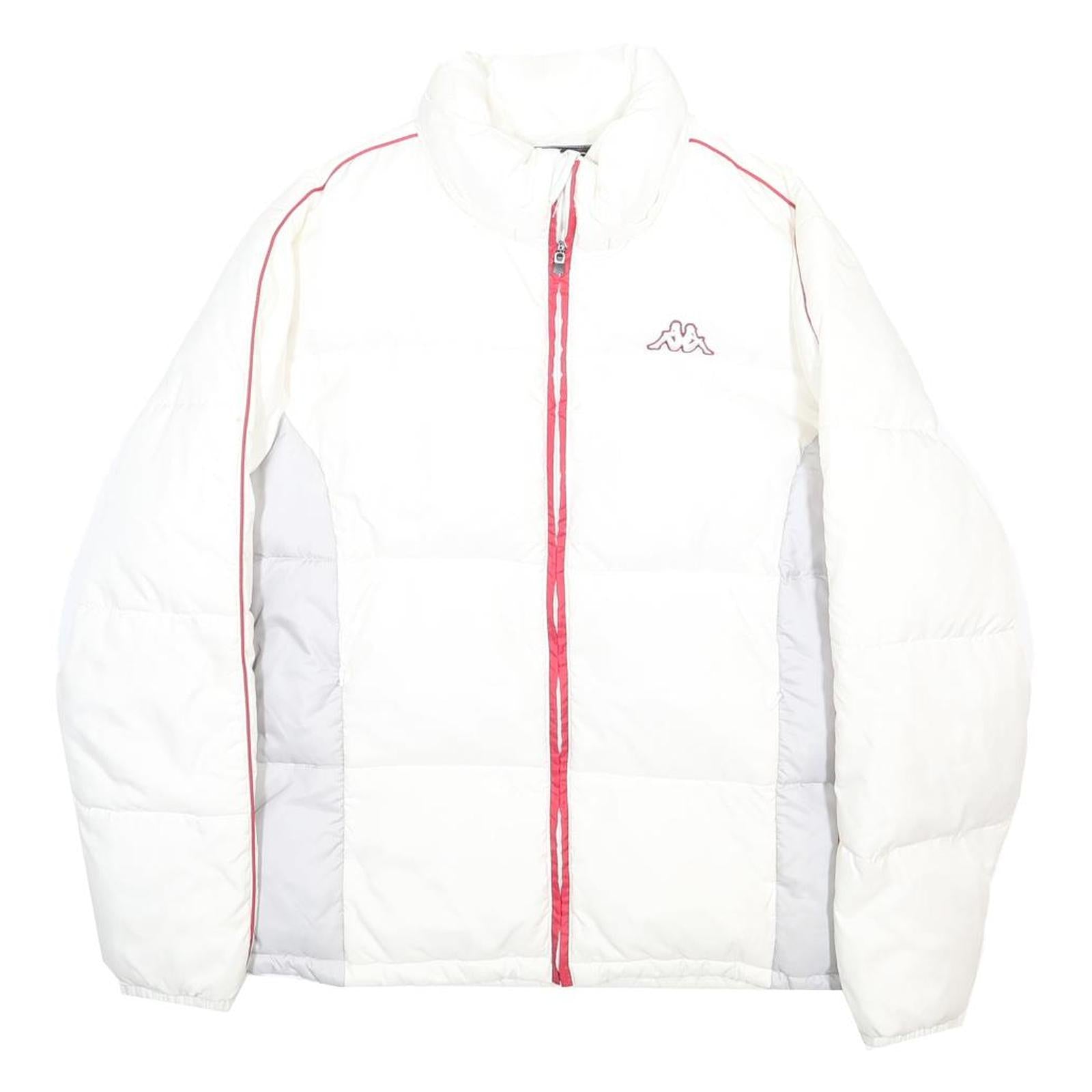 KAPPA Womens White & Red Puffer Jacket XL Polyamide Plain Zip Closure
